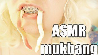 Braces fetish ASMR video with great sounding of chewing