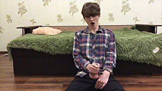 Cute Stepson touches his EXTRA LONG DICK in front of Stepdaddy / big loads / cumming hard / wank