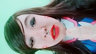 cosplay DVA cumming transgirl