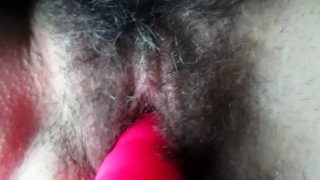 My hairy wife with a vibrator