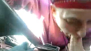 Cock addicted slut gives me a head in the car at the sunny day