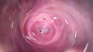 Camera inside my tight creamy pussy, Internal view of my horny vagina