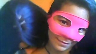 Masked webcam teen from Mexico sucks cock of her BF