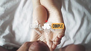 Cuddle Couple's footjob handjob cumpilation