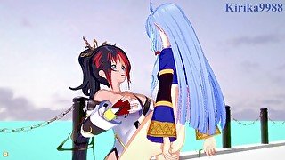 Kaguya Nanbu and Suzuka-Hime have intense futanari sex - SRW OG Saga: Endless Frontier Hentai