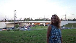 Outdoor love scene with a submissive MILF hottie