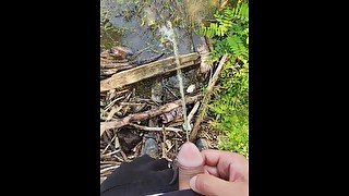 PEEING IN PUBLIC FOREST -Pissing In The River Is So Relaxing For Me