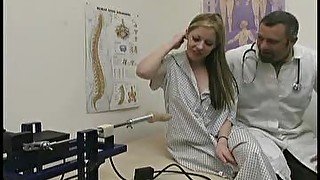 Doctor sets up fucking machines for her