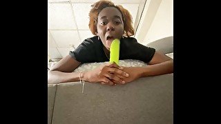 Sloppy BJ Practice On Dildo