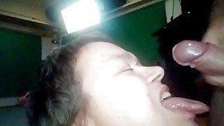 Big cumshot into Jen's hot mouth