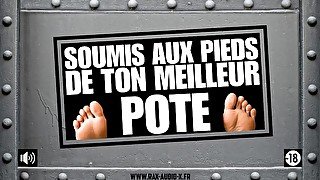 Tu vas te faire marcher dessus et branler avec les pieds de ton pote hétéro. [Audio Porno Français]