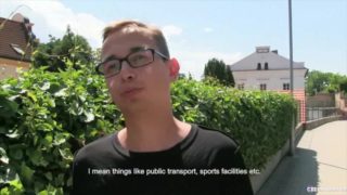   CZECH HUNTER 448 -  Twink With Trendy Glasses Gets His Balls Played With