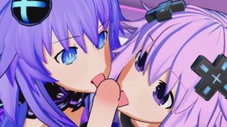 Hyperdimension Neptunia - Futa Purple Sister X Purple Heart and Adult Neptune Threesome Hentai