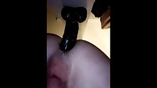 Slut fucked by black dildo doggy