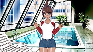 Danganronpa: POOLSIDE SEX WITH AOI ASAHINA (3D Hentai)