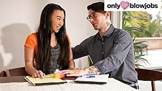 OnlyTeenBlowjobs - Hot PETITE ASIAN Babe Gives Me A Hot Footjob & Blowjob