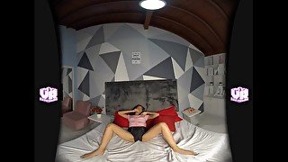 VR clara plays with ice and enjoys all sensations