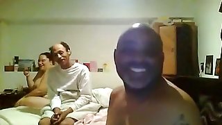 Fat white girl fucks her black bf and his crazy looking friend in a threesome