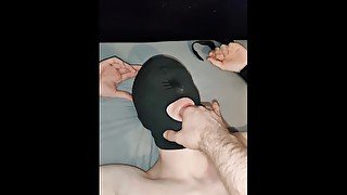 Masked Twink Tied Down Gets Jacked Off