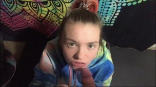 POV amateur facial while smoking