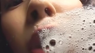 Asian beauty likes to swallow