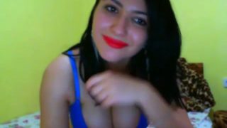 Sexy girl showed big round tits on cam live