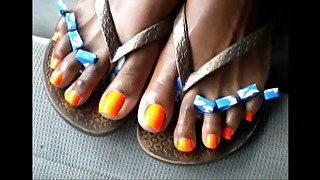 Hood milf orange toenails