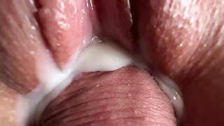 Extremely close up fuck tight creamy pussy