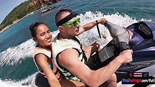 Jetski blowjob in public with Asian teen