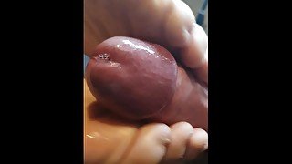 ASMR footjob with my wife. Louise playing with my big cock with her toes and feet gripping my dick.