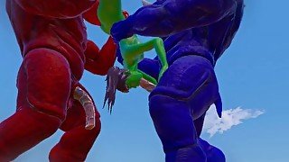 Furry Monsters and Alien Double Anal Squirting Orgasm