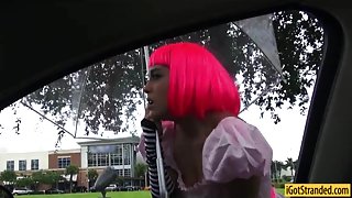 Cutie cosplayer Natalie Monroe pussy screwed up in public