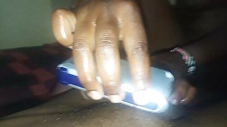 African girl shaving her boyfriends balls