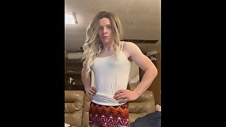 Sissy crossdresser wearing mini skirt