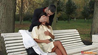 Teen with fake boobs fucked on the first date