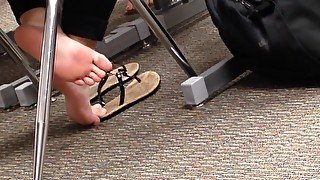 Candid College Cheerleader Feet in Class 4