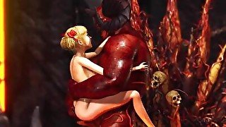 Inferno. Hot sex in hell. Devil fucks hard a young sexy slave