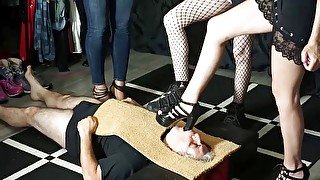 Three femdom girls want to punish their slaves