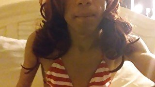 Small Tranny Latina Breaks In New Swim Suit