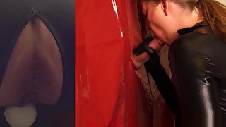 Simultaneously Orgasm at Glory Hole Cum in Mouth 3 Cams view