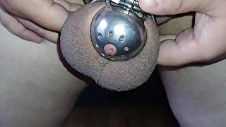 Locking myself in chastity and teasing with no cum