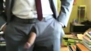 He shows us his new suits and he like to jerk off