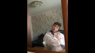 twink student masturbates after college