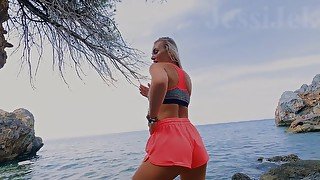 Jessijek - Girl Dancing And Fucked On A Beach Omg! Public! Asshole Filled With Cum Je