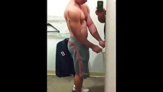 Bald muscular guy sucks cock and swallows cum.