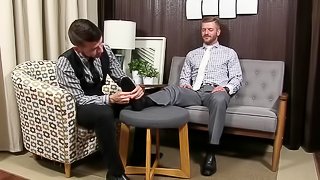 Business men Sean Holmes and Justin Case feet worship time