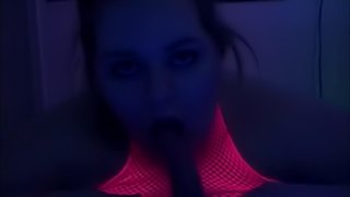 Barely legal teens black light blowjob