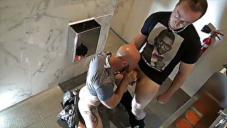 Aymeric Deville fucked bareback in public toilet