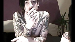 Tattooed couple teases on webcam