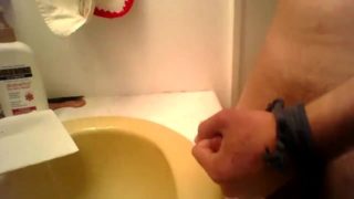 jerking it over the sink then right at you!